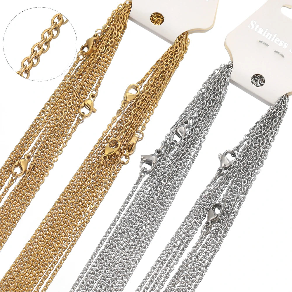 10 Pieces 50cm Gold Stainless Steel Link Chains for Jewelry Making and DIY Projects, perfect for stylish creations.