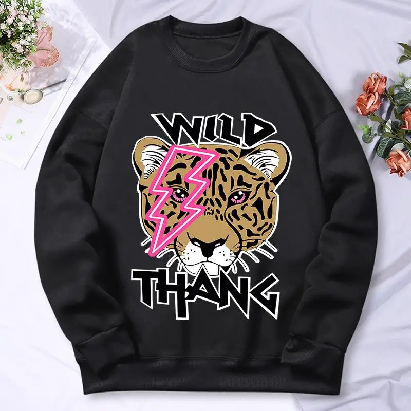 Leopard Print Fleece Hoodie for Women Cozy Oversized
