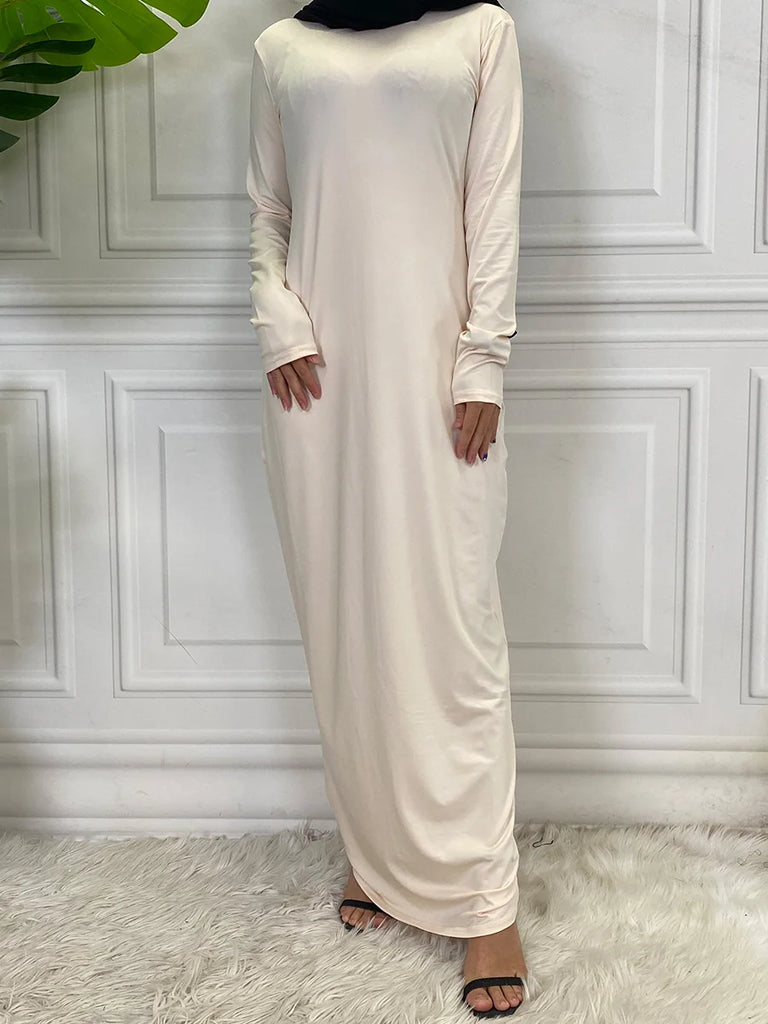 Modest Dress For Women Solid Color Elegant Long Sleeve Maxi
