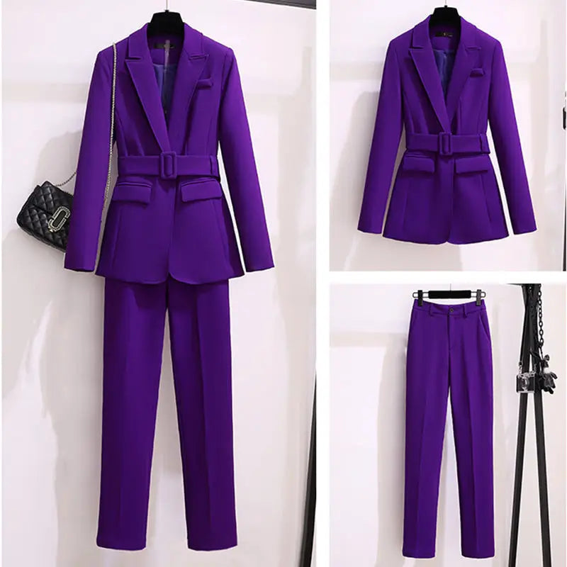 Elegant Two Piece Women's Suit for Professional Work Attire, stylish and modern, perfect for autumn and winter seasons.