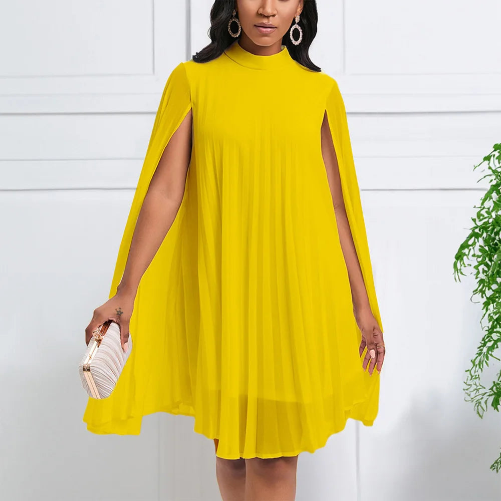 Elegant Chiffon Dress For Women Batwing Sleeve Knee Length