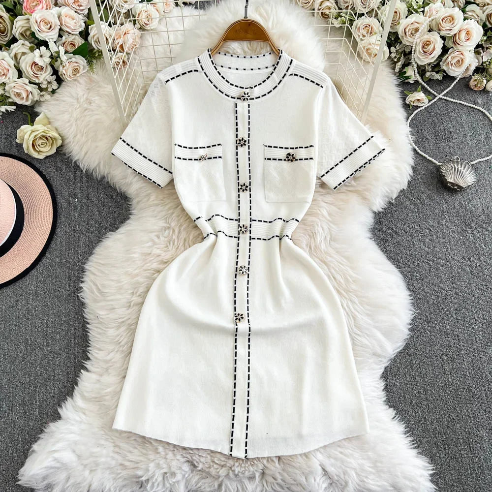 High Waist Retro Dress For Women Summer Elegant Style