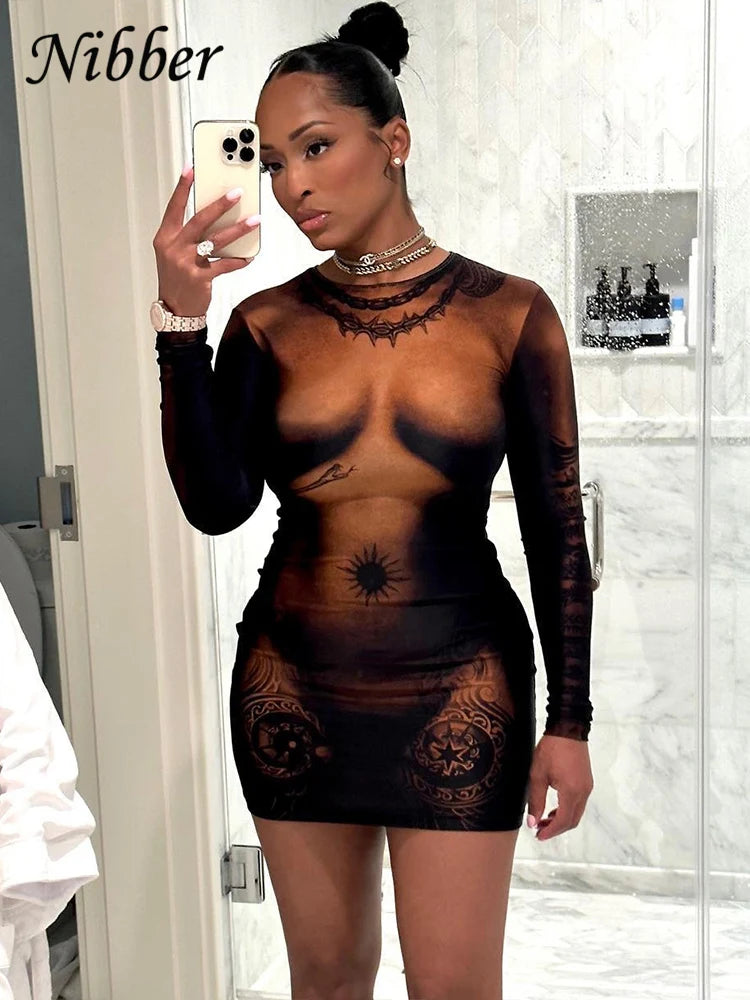 Sexy Bodycon Mini Dress With Long Sleeve O Neck Style