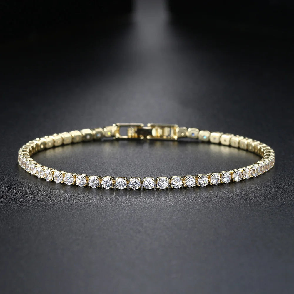 Zirconia Tennis Bracelet for Women Crystal Charm Thin Chain Wedding Jewelry showcases elegant crystals for a timeless look.