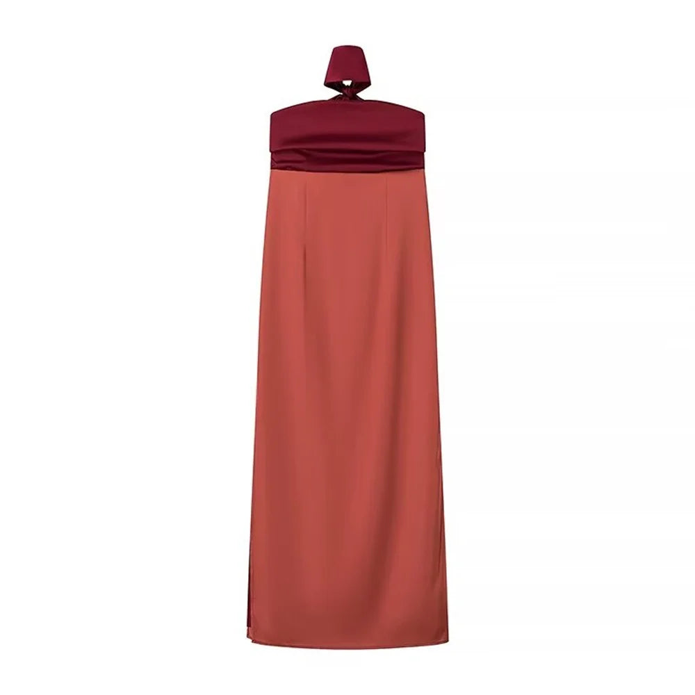 Satin Off Shoulder Sleeveless Tube Top Dress For Women