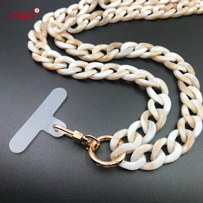 Stylish 120cm Colorful Acrylic Phone Lanyard Neck Strap Anti-Lost Mobile Chain Accessories for secure device carrying.