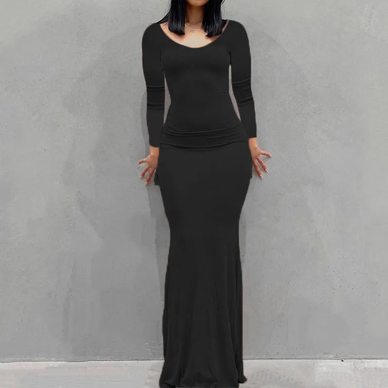 Casual Womens Long Sleeve Dress Slim Fit Cozy Homewear