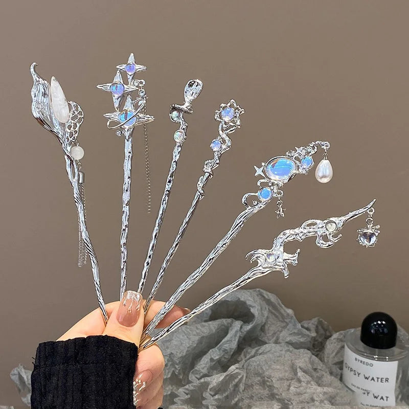 Elegant Fashion Chinese Style Hair Stick with Moonstone for Women's Romantic Hair Clip Accessories, perfect for any occasion.