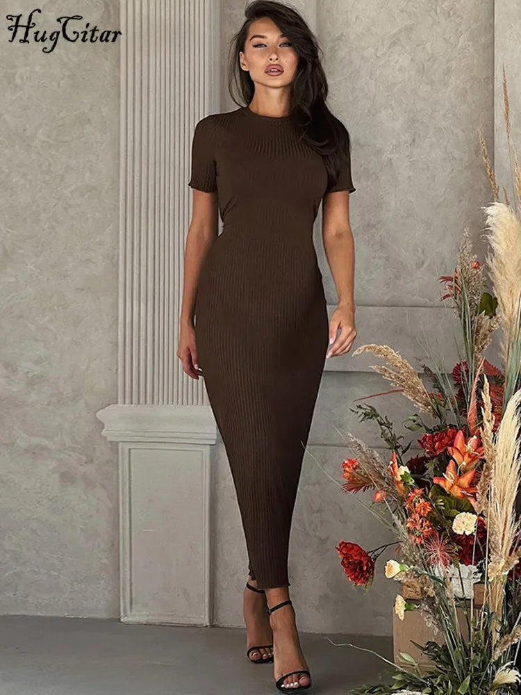 Lace Up O Neck Bodycon Maxi Dress For Party Travel