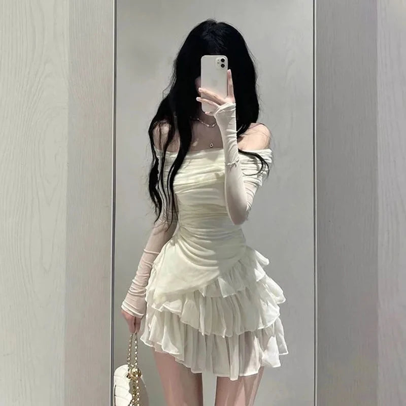 Womens Summer Skirt Set Irregular Hem Chic Ball Gown Style