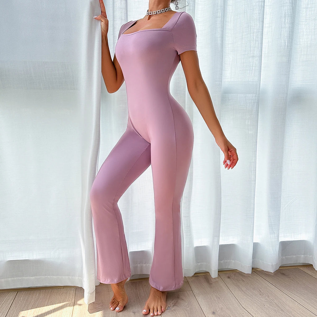Stylish Women's Fashionable Slim Fit Yoga Jumpsuit Casual Tight Stretchy Slimming Activewear, perfect for an active lifestyle.