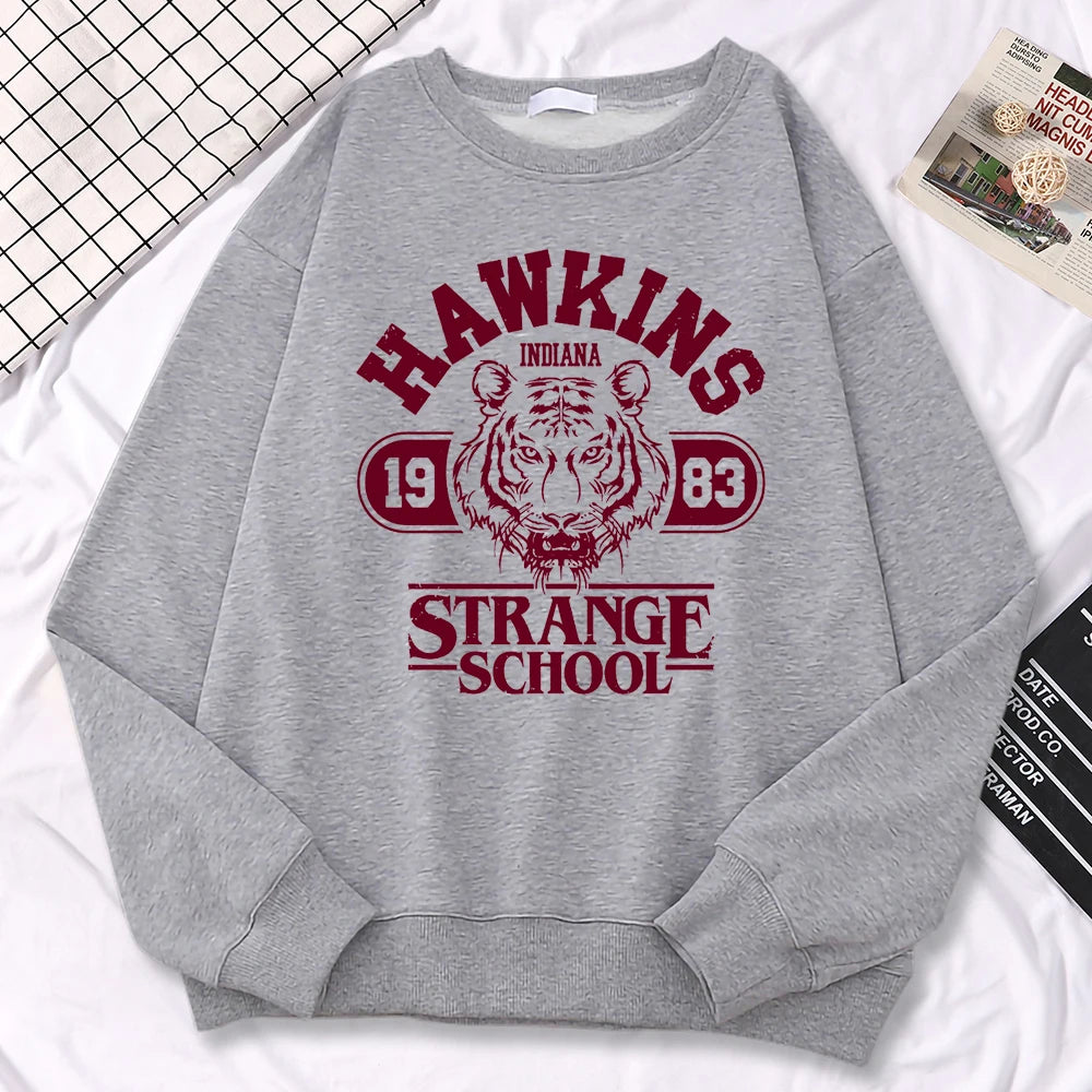 Casual Hawkins High School Hoodie Sweatshirt With Print