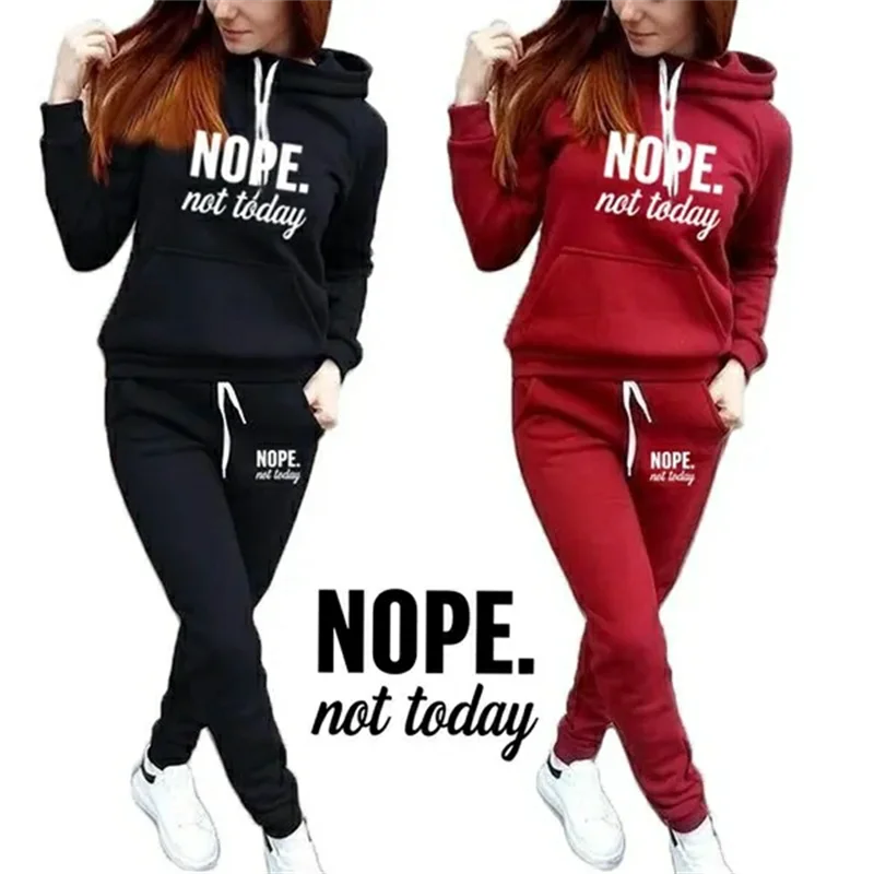 Stylish Women's Casual Hooded Sportswear Suit with Jogging Hoodie and Sports Pants, perfect for workouts and casual outings.