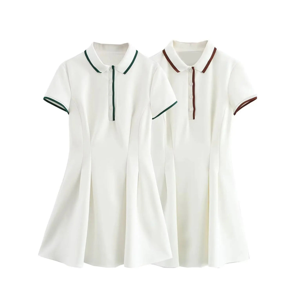 Patchwork Pleated Mini Dress With Short Sleeve Print