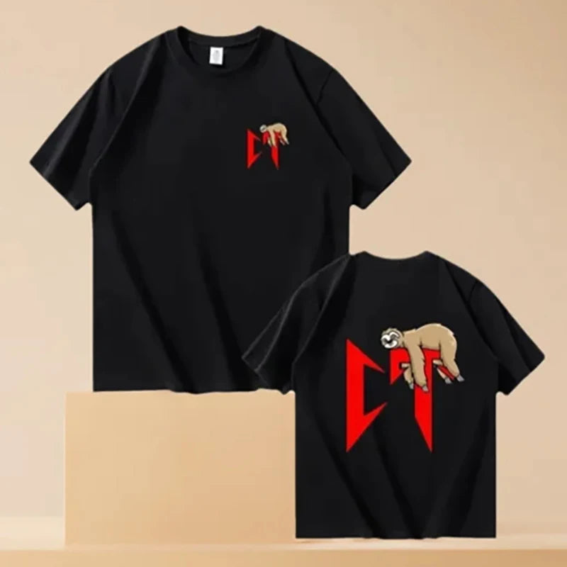 Pink Sloth Print T-Shirt for Men and Women Casual Hip Hop Streetwear Fashion