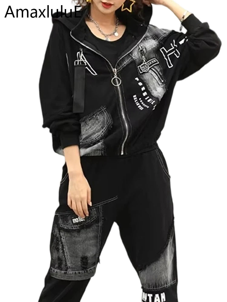 Womens Two Piece Tracksuit Set Hoodie Jacket And Wide Leg Pants Loose Fit Gym Wear