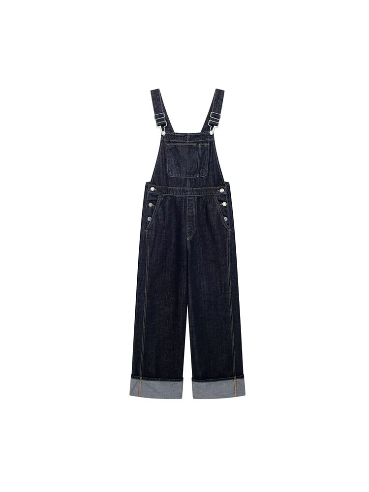 Chic French-Inspired Long Denim Overalls for Women, a versatile age-defying autumn outfit for timeless style and comfort.