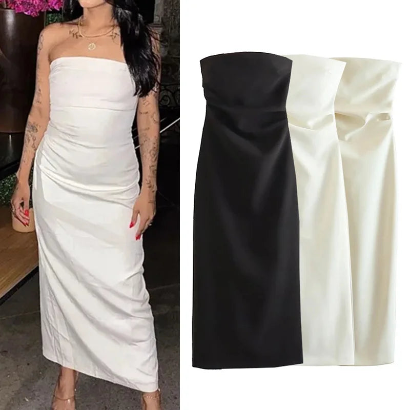 Women Off Shoulder Long Dress Ruched Bodycon Party Chic