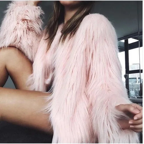 Cozy Furry Coat For Women Fluffy Long Sleeve Outerwear