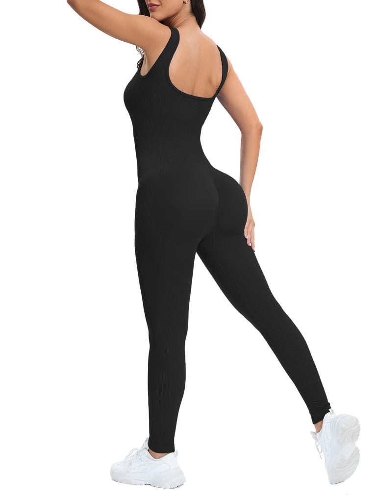 Stylish shapewear jumpsuit for women with built-in bra, sleeveless design, and butt lifting support for summer.