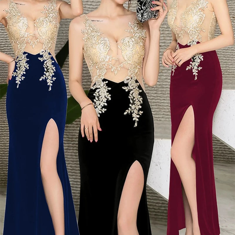 Elegant V Neck Off Shoulder Slim Evening Dress For Women