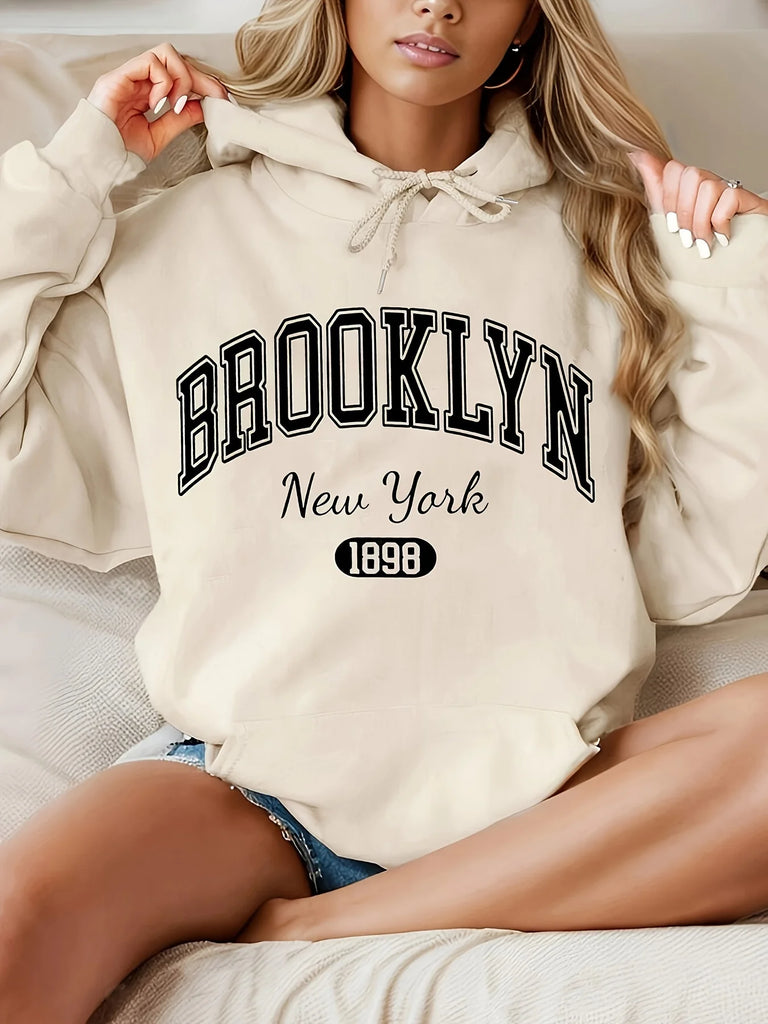 New York Hoodie Alphabet Pattern Pullover Sweatshirt