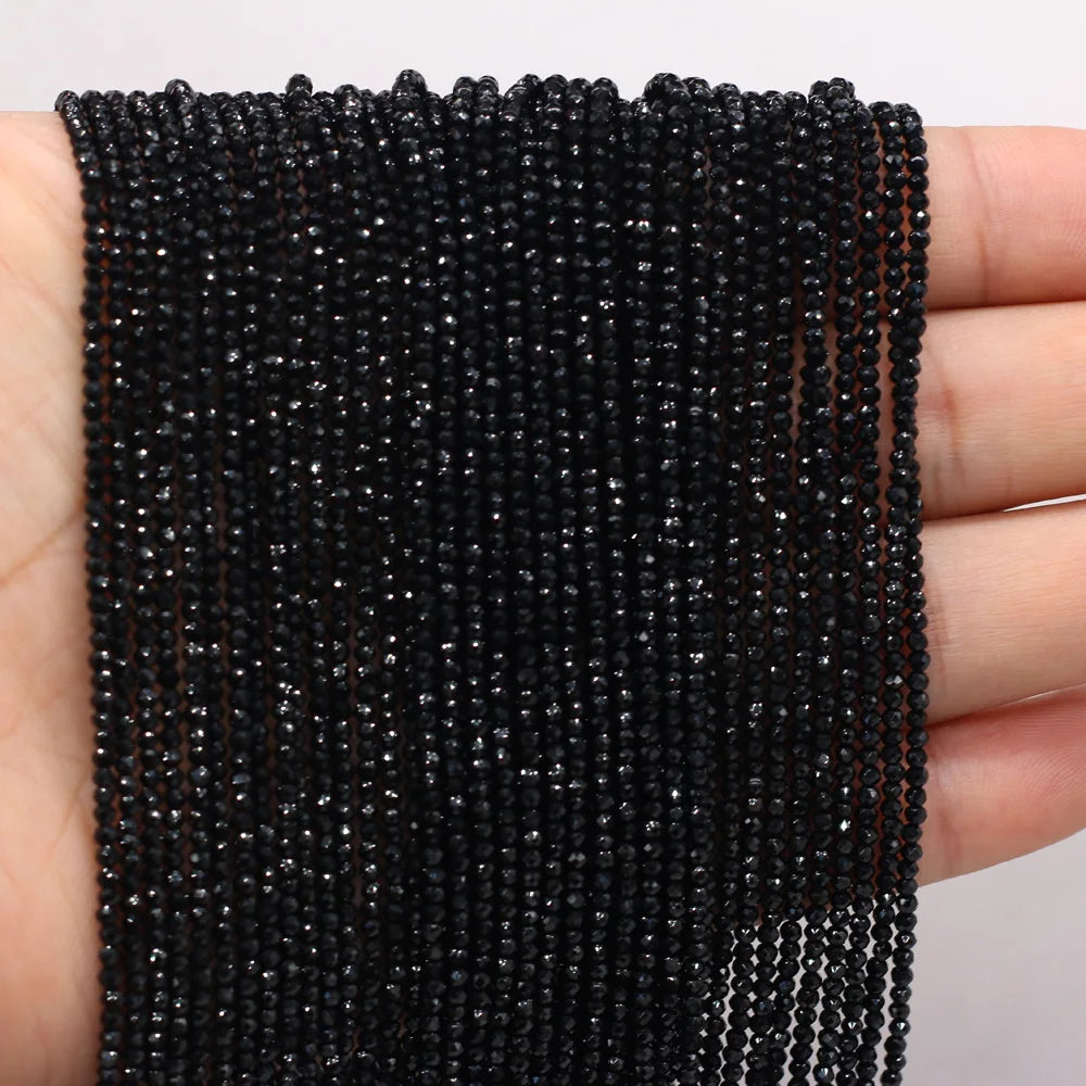 Craft stunning jewelry with 2mm Black Spinel Loose Beads for Women Jewelry Making DIY Bracelet and Necklace Accessories 38cm.