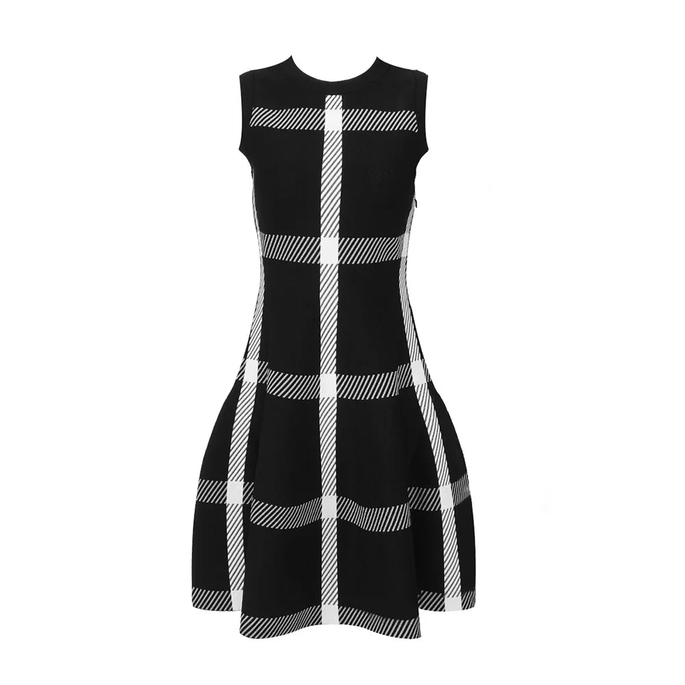 Elegant Black Knit Dress For Women Sleeveless Party Dress
