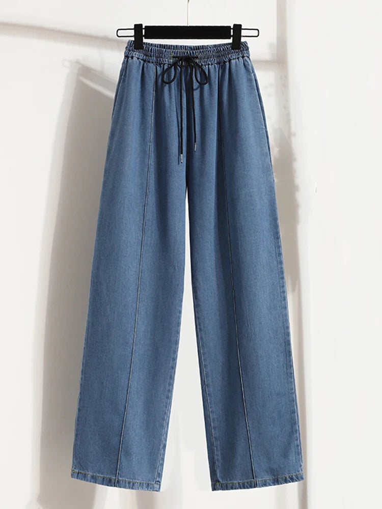 High Waist Drawstring Jeans For Women Korean Style