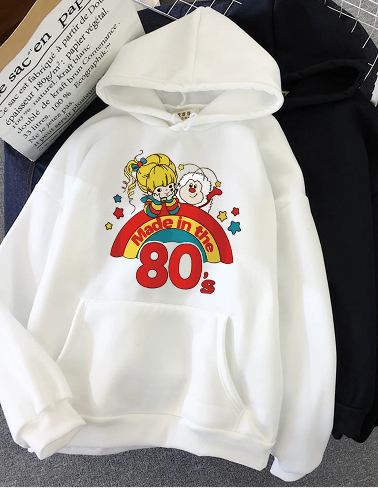 Cute Kawaii Cartoon Print Hoodie For Women Soft Fleece
