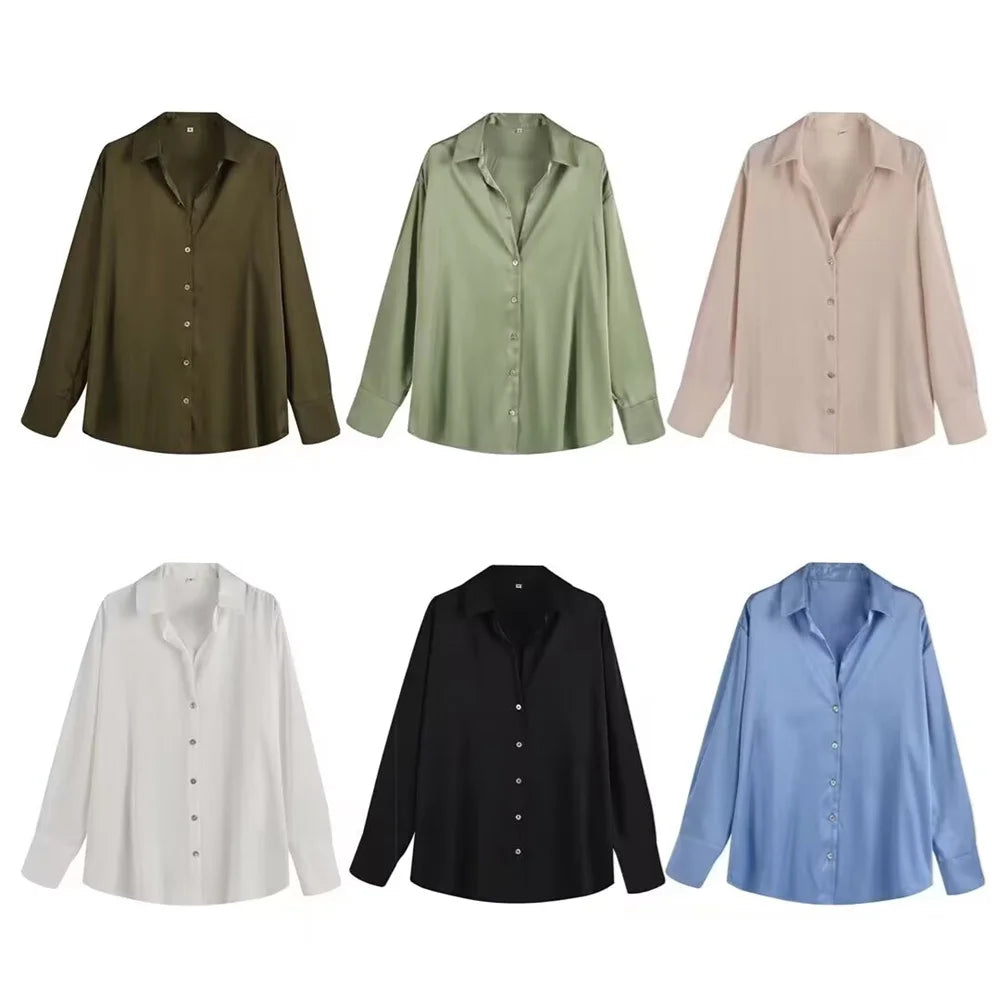 Stylish Women’s Fashion Flip Collar Long Sleeve Single Breasted Shirt Coat, perfect for autumn layering by Taop&Za.