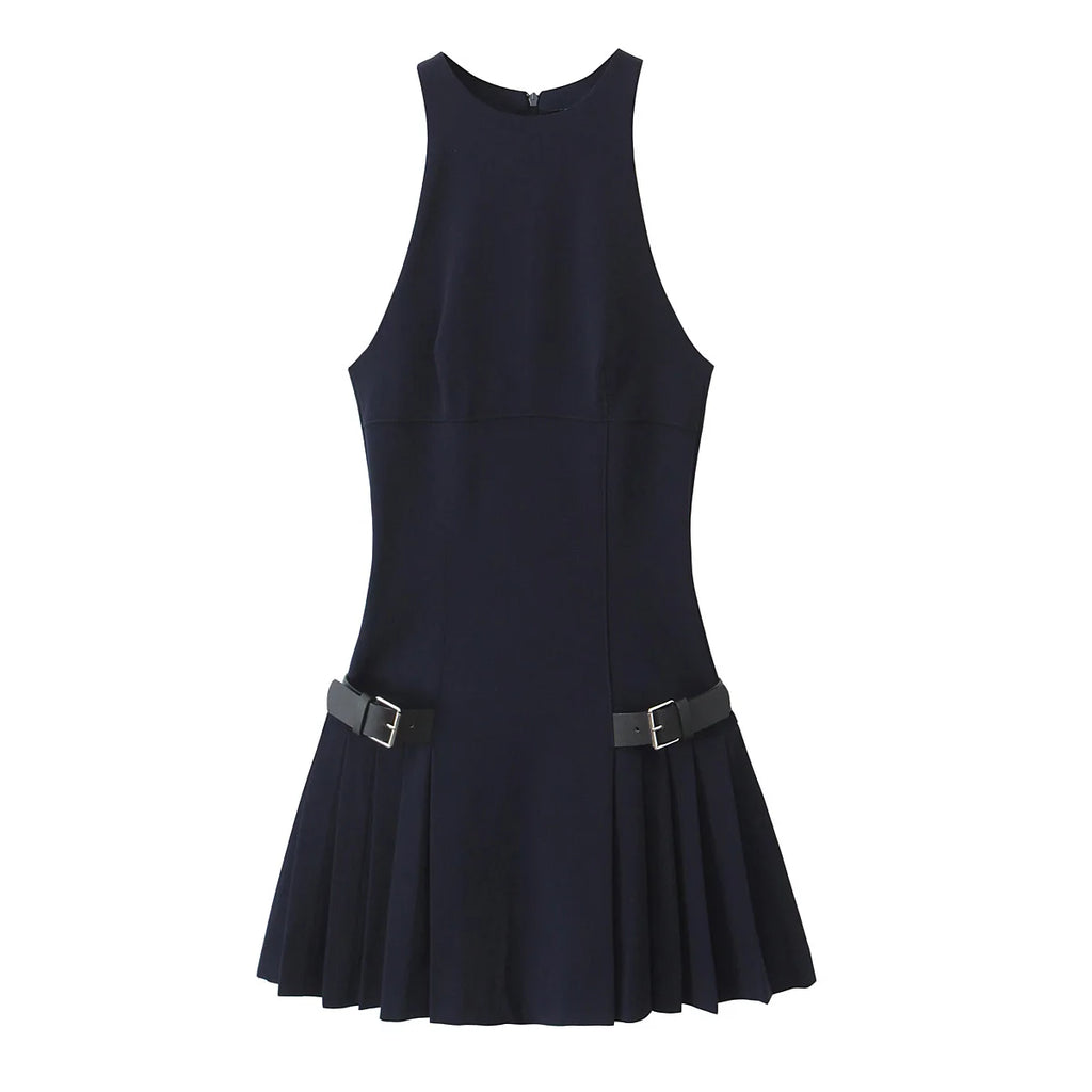 Chic Side Strap Decor Mini Dress For Women Autumn Winter