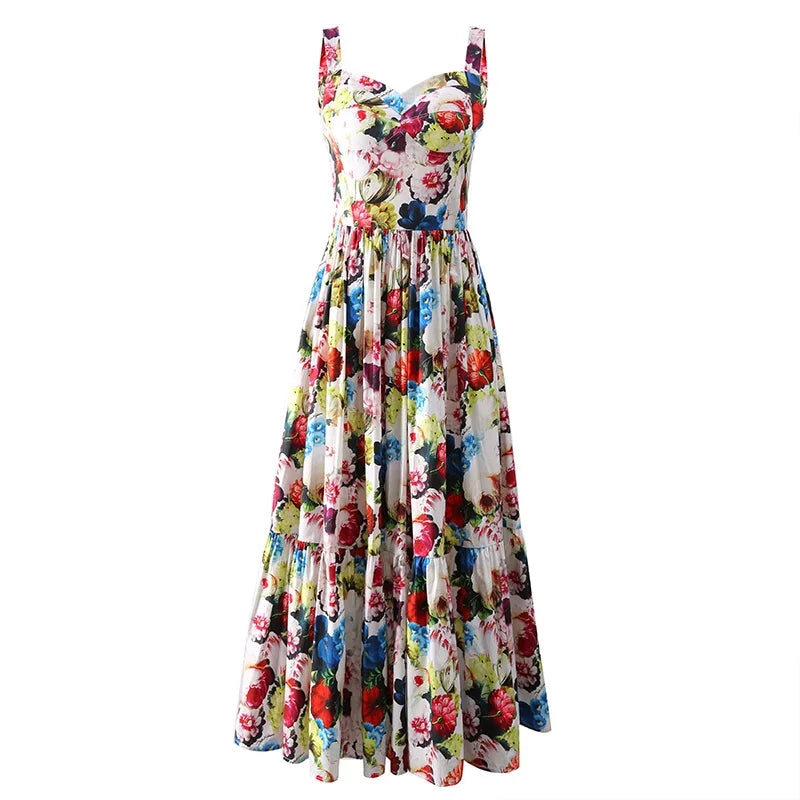 Bohemian Suspender Maxi Dress for Summer Beach Vacation