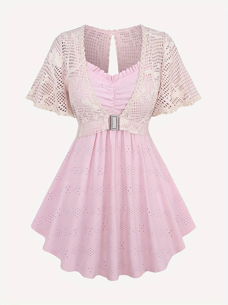 Lace Trimmed Suspender Dress With Elegant Flounce Details