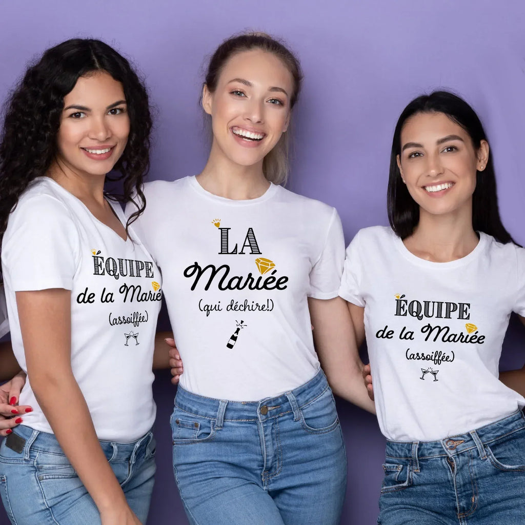 French Printed Team Bride T-Shirt for Bachelorette Party Outfit Short Sleeve Tops