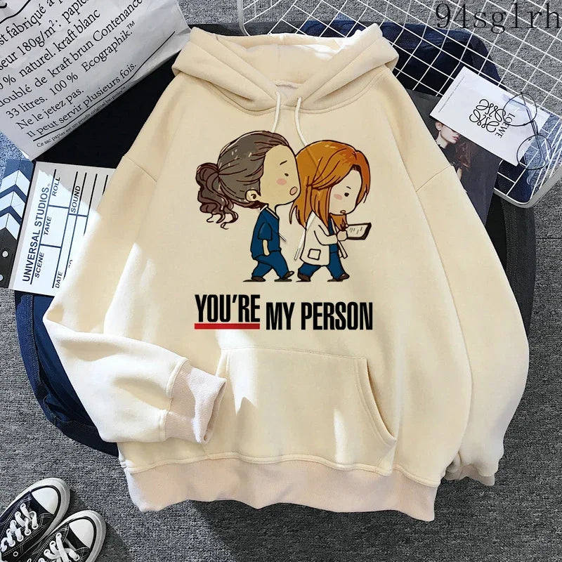 Greys Anatomy Hoodie Women Ulzzang Y2K Streetwear Pullover