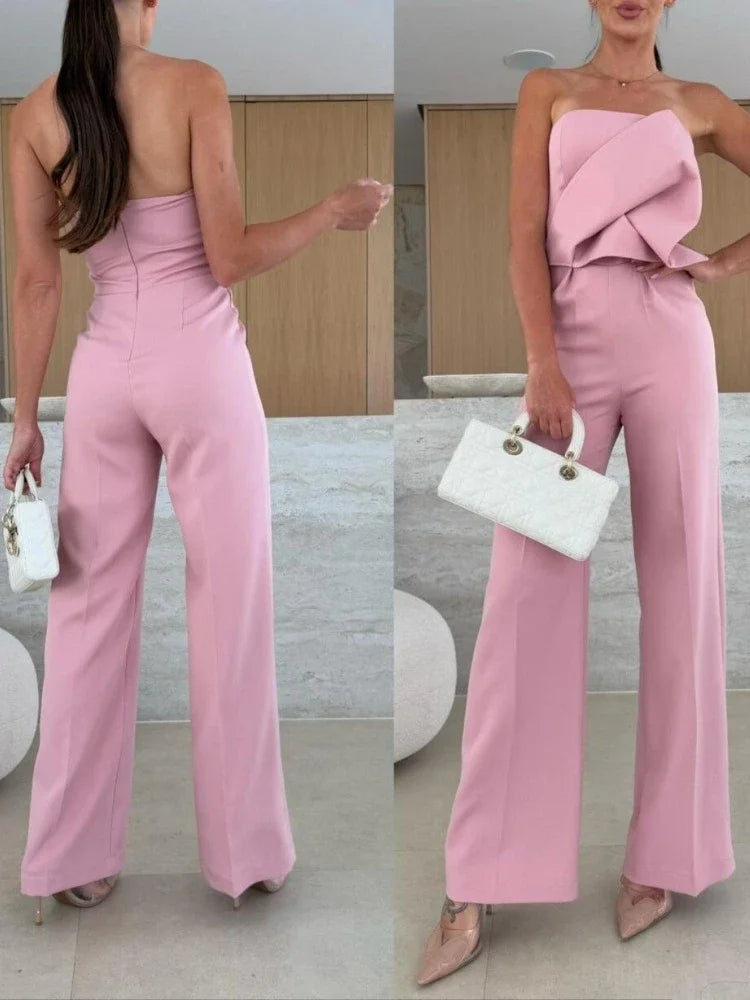Stylish Women’s Summer Jumpsuit Casual Office Wear features a high-waisted, wide-leg design, perfect for any occasion.