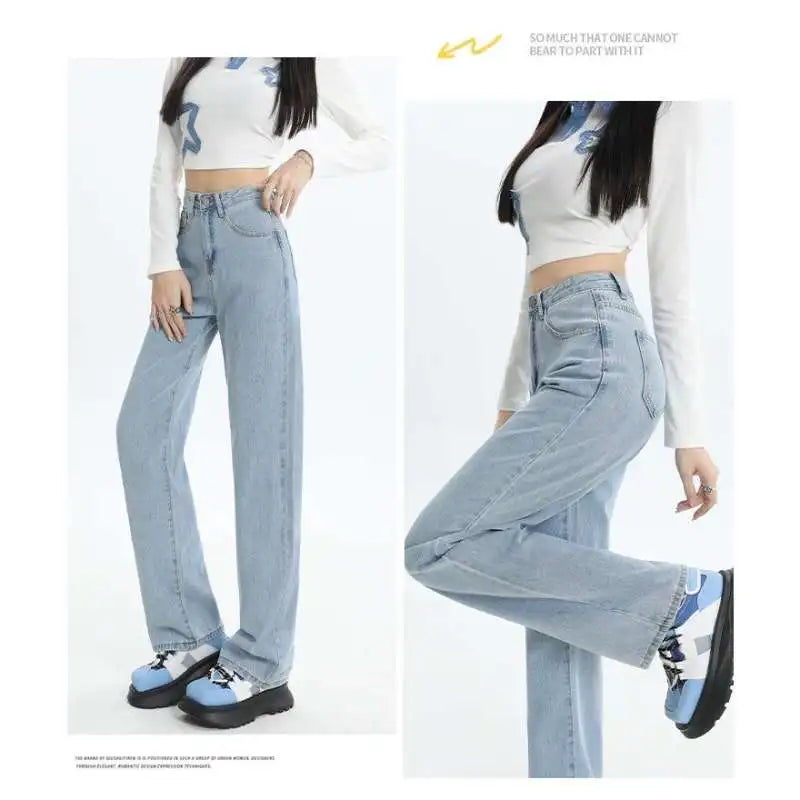 Vintage Wide Leg Jeans High Waist For Women Denim Trousers