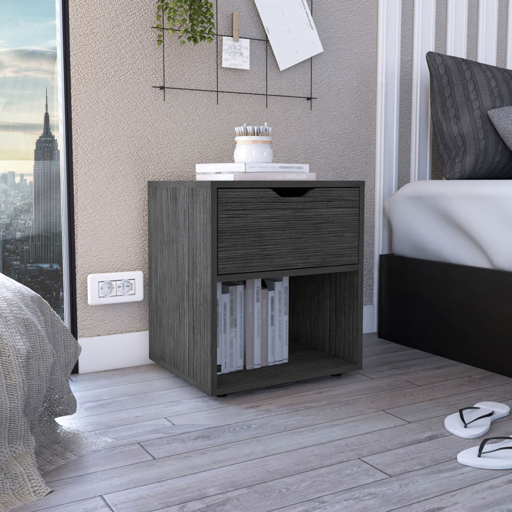 Aberdeeen 19.7-Inch High Nightstand End Table with Open Shelf
