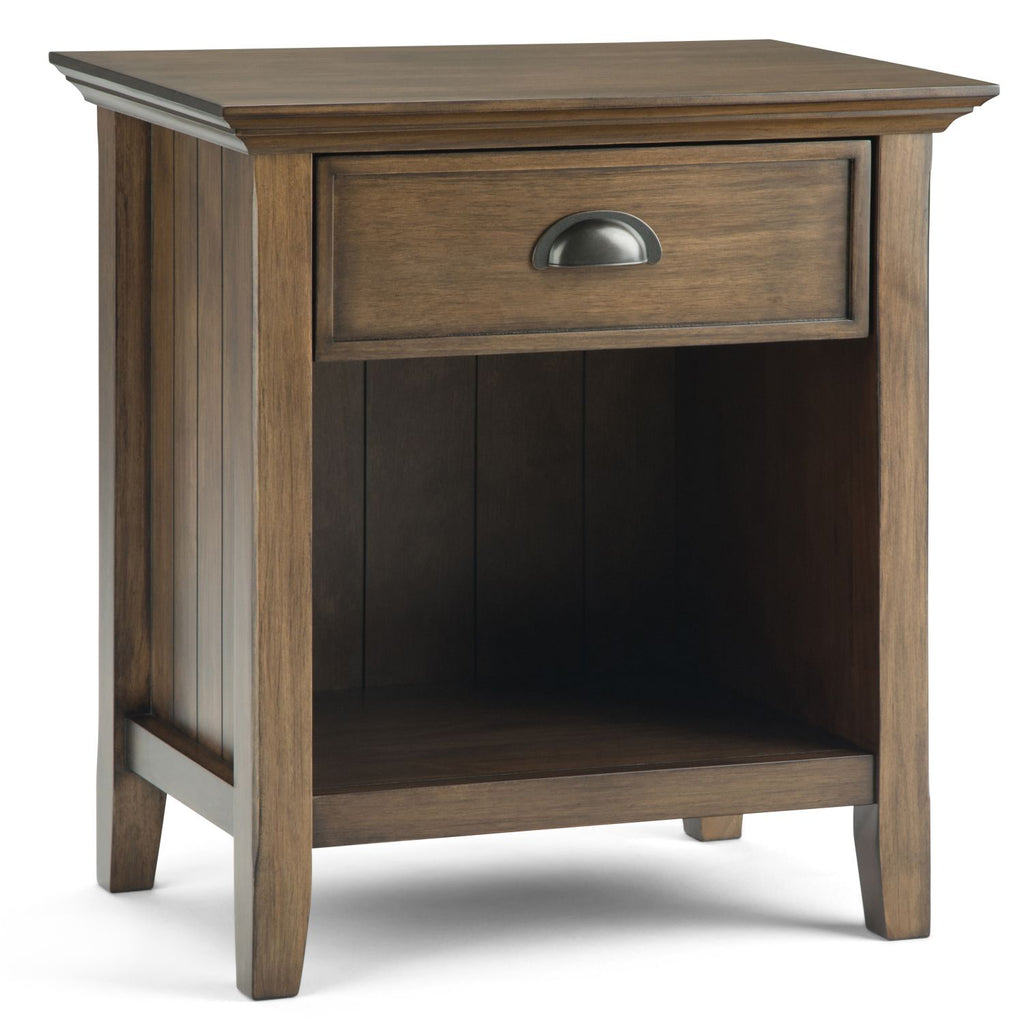 Acadian 24 inch Wide Solid Wood Bedside Table in Rustic Natural Aged Brown