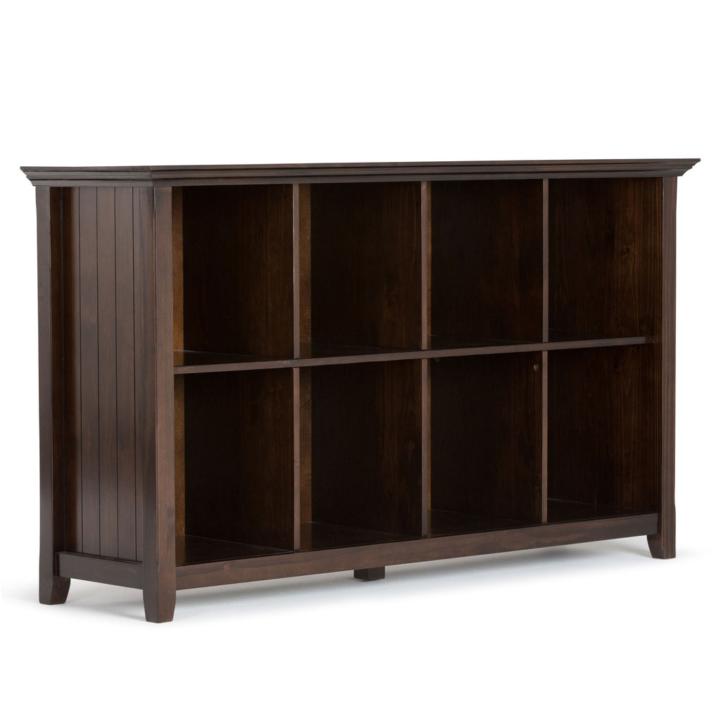 Acadian 57 inch Wide Solid Wood 8 Cube Storage Sofa Table in Brunette Brown