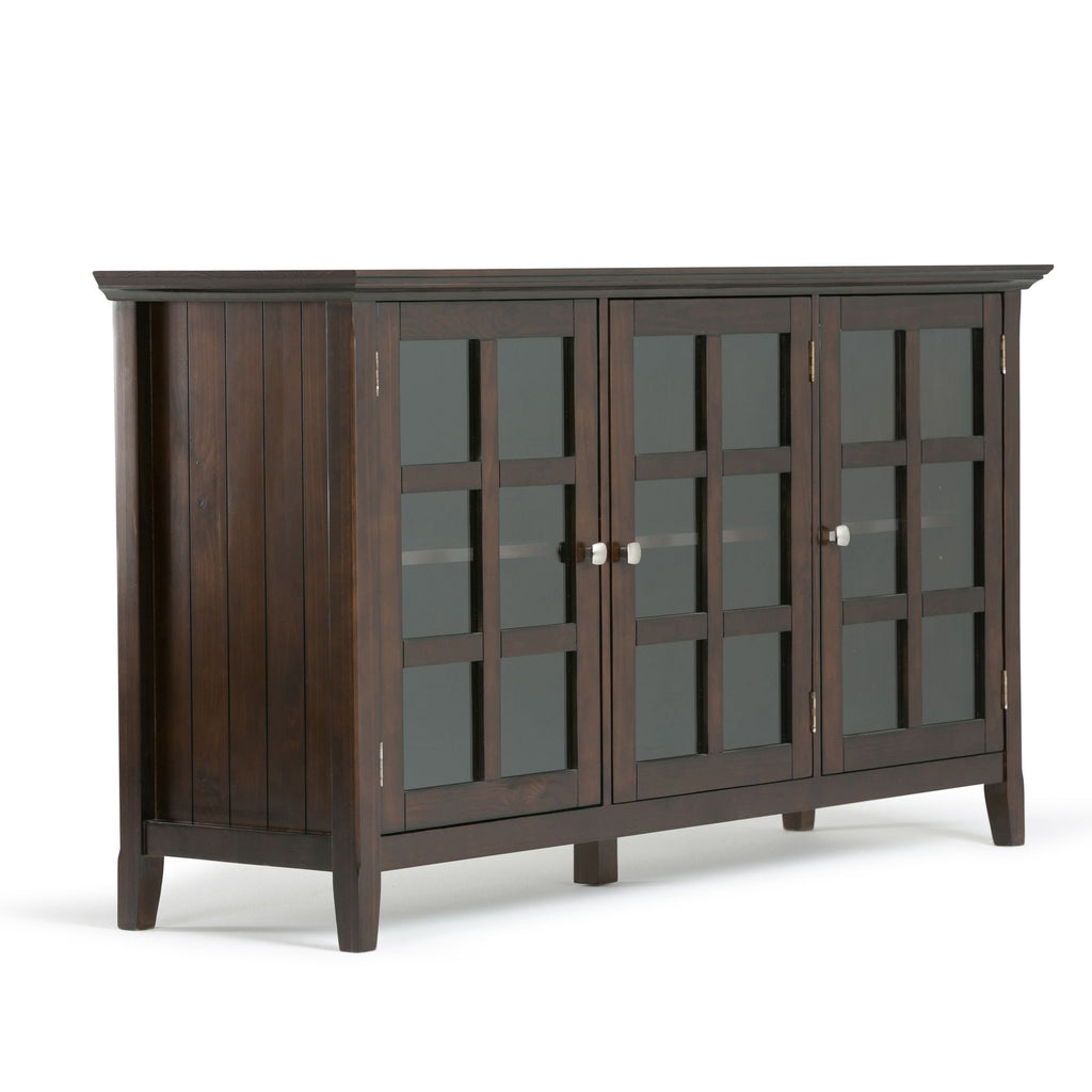 Acadian 62 inch Wide Solid Wood Wide Storage Cabinet in Brunette Brown