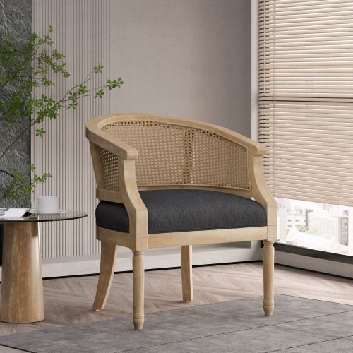 Accent Chair Rubber Wood Charcoal