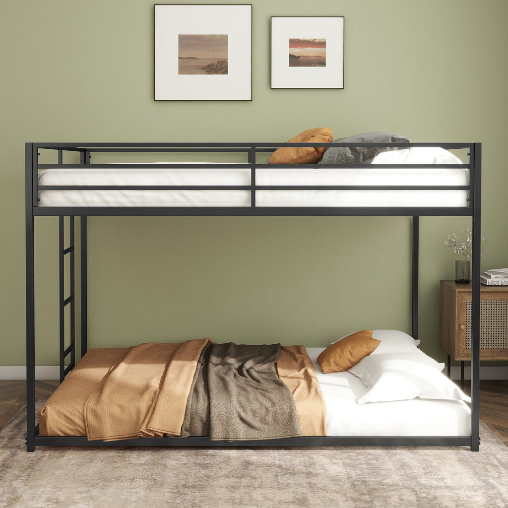 Adam Sturdy Full over Full Metal Bunk Black for Kids and Adult, Low Profile and Easy Climbing with Stable Ladder