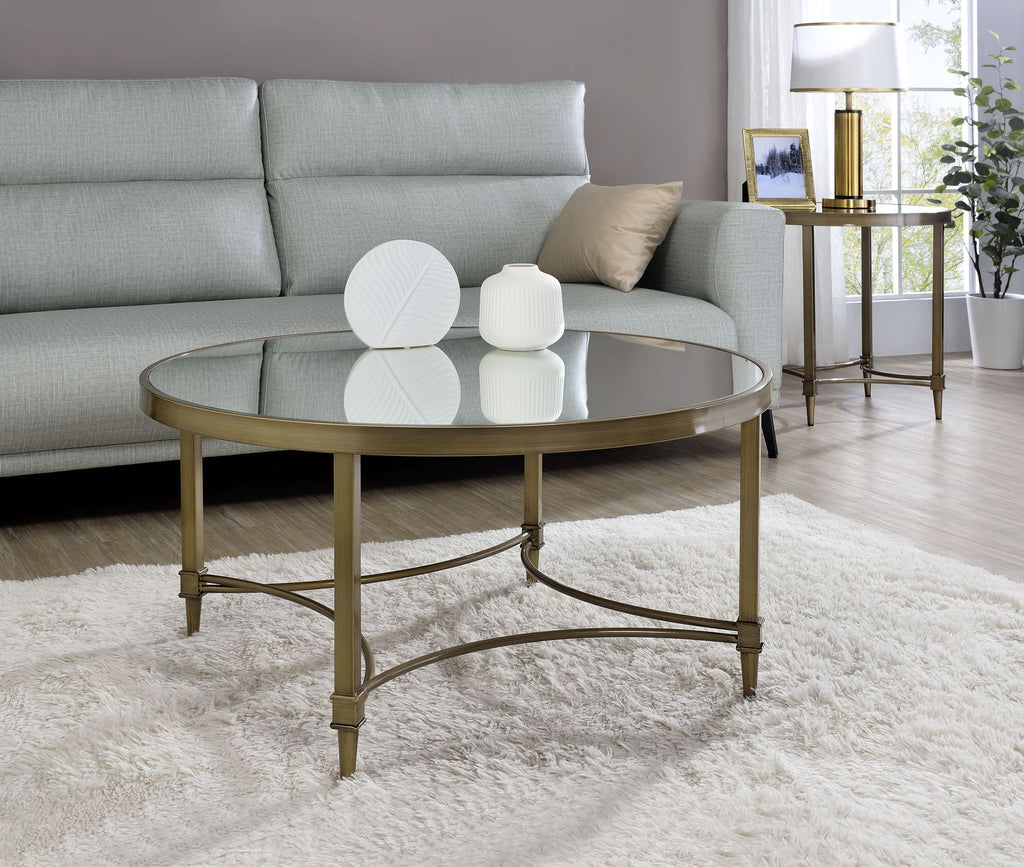 Aditya Mirrored & Antique Brass Finish Coffee Table