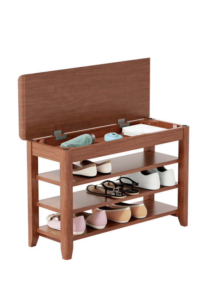 Adjustable shoe-changing bench, storage bench, hidden storage. With a load-bearing capacity of up to 550 pounds, suitable for bedrooms and corridors. 100% solid wood.