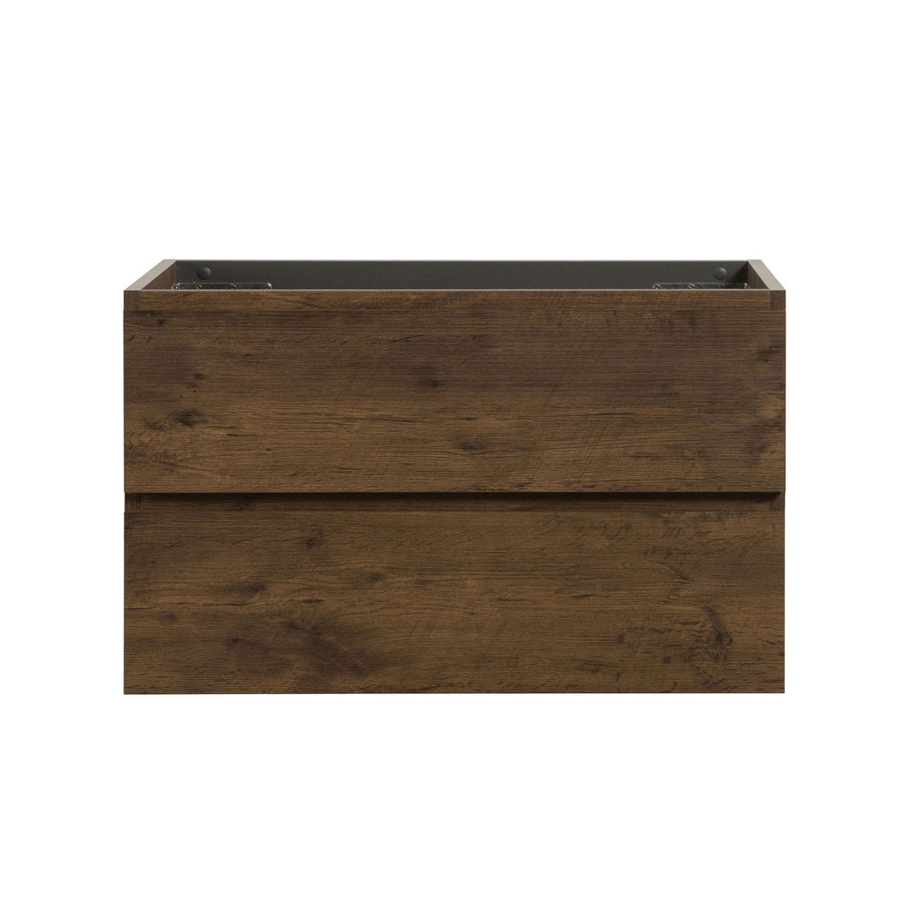 Alice-36W-105,Wall mount cabinet WITHOUT basin, Walnut color, With two drawers, Pre-assembled