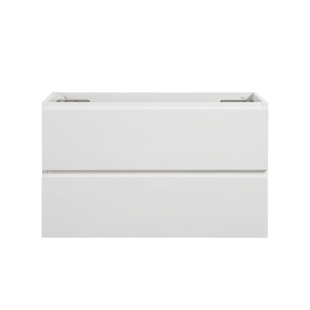 Alice-36W-201,Wall mount cabinet WITHOUT basin, White color, With two drawers, Pre-assembled