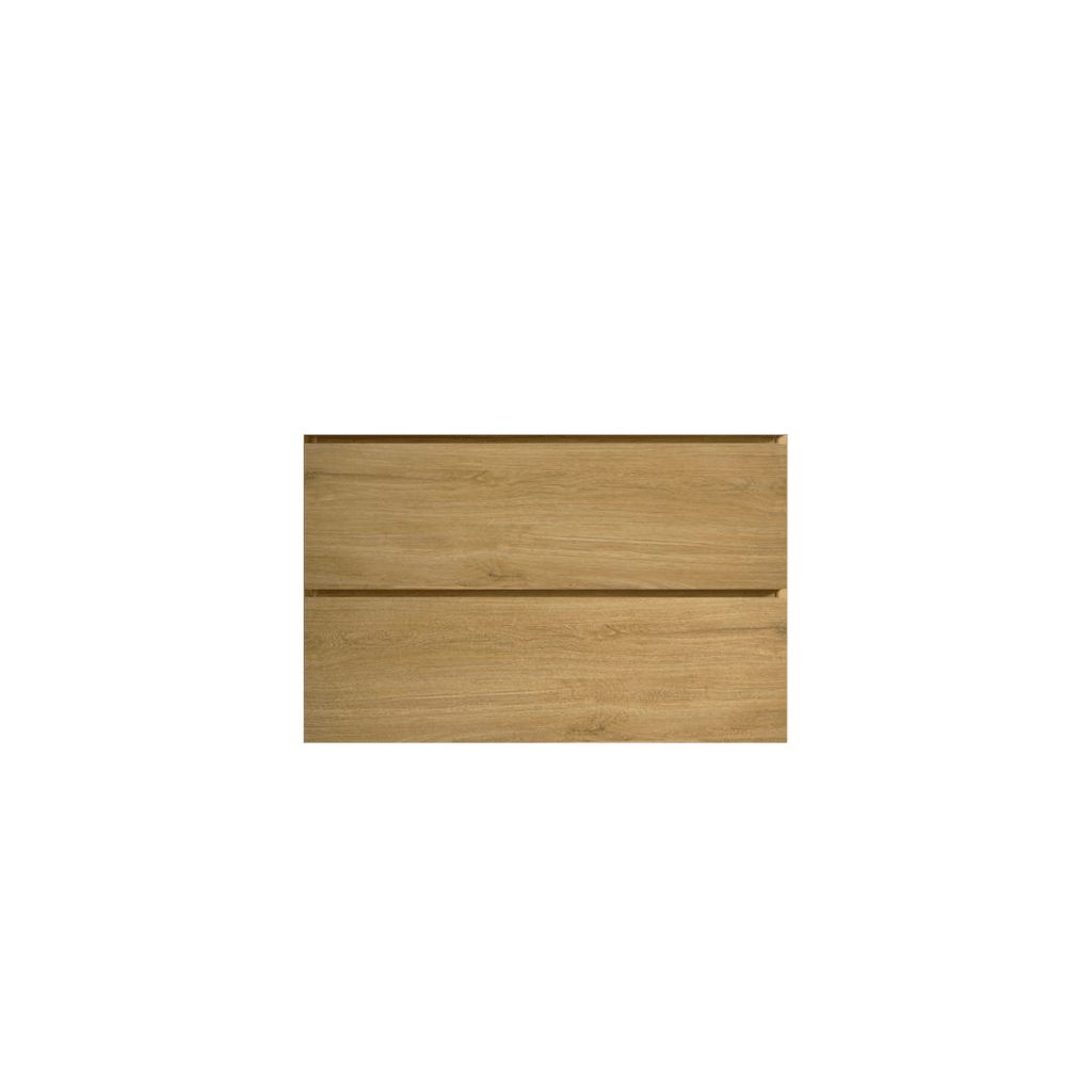 Alice30-106, Wall mount cabinet WITHOUT basin, Natural oak color, with two drawers, Pre-assembled