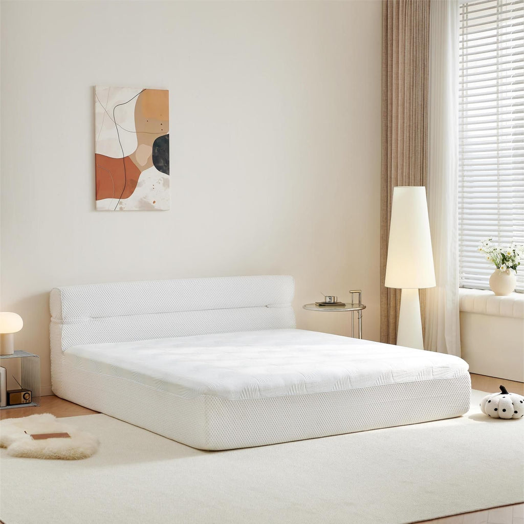 All in One Queen Mattress & Bed Frame 15 Inch Queen Size Mattresses in a Box with Cool Fabric Pressure Relief, Motion Isolation No Assembly Required for Living Room Apartment Bedroom Dormitory